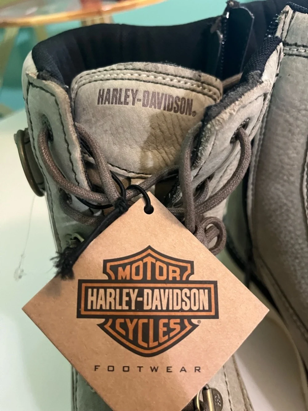 Harley-Davidson Marconi Moto Light Gray Lace-Up Motorcycle Boots NWT No Box - Picture 8 of 11